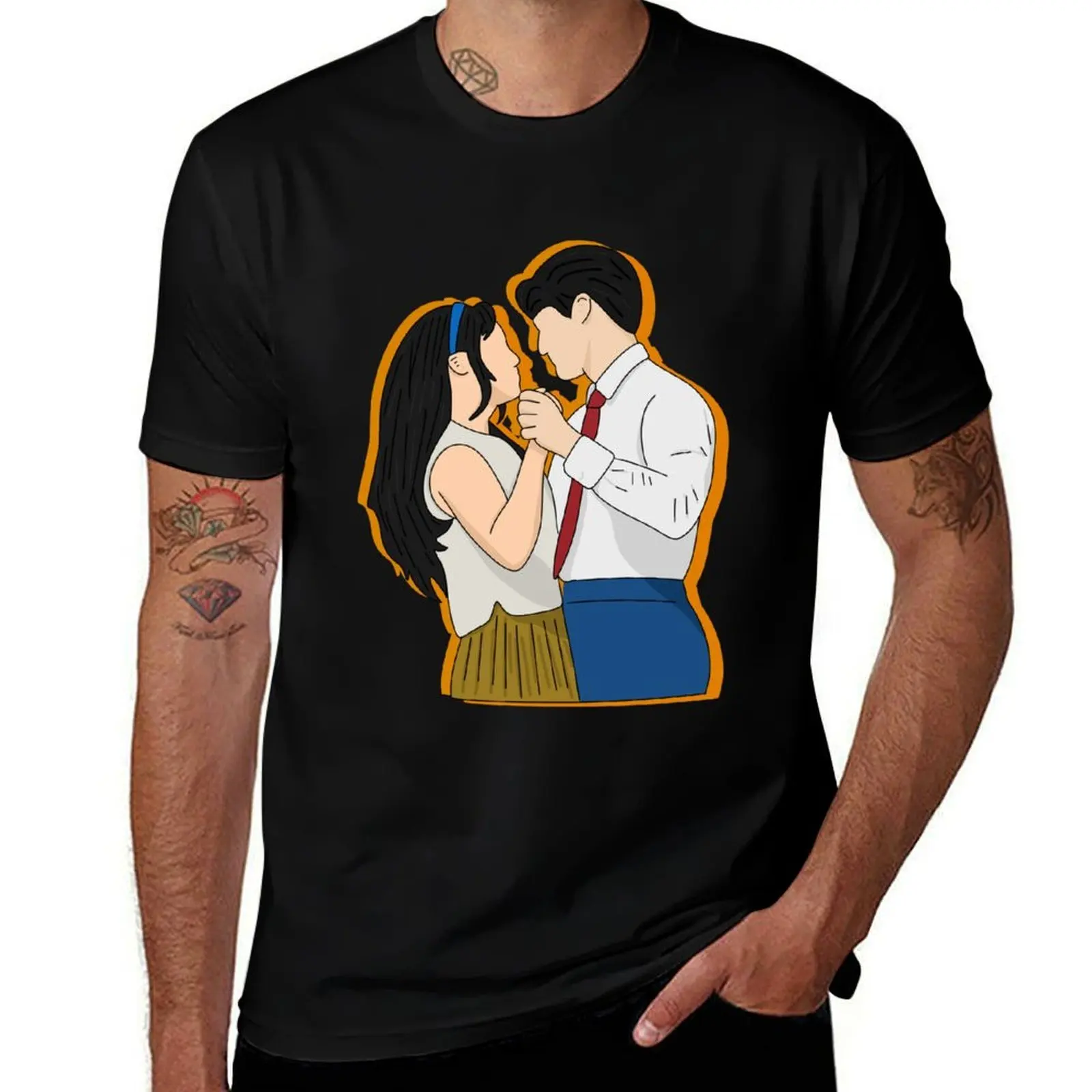 Claire y Oliver Dance-Camiseta Maybe Happy Ending, camisetas de secado rápido, camiseta gráfica de gran tamaño, camiseta vintage para hombre