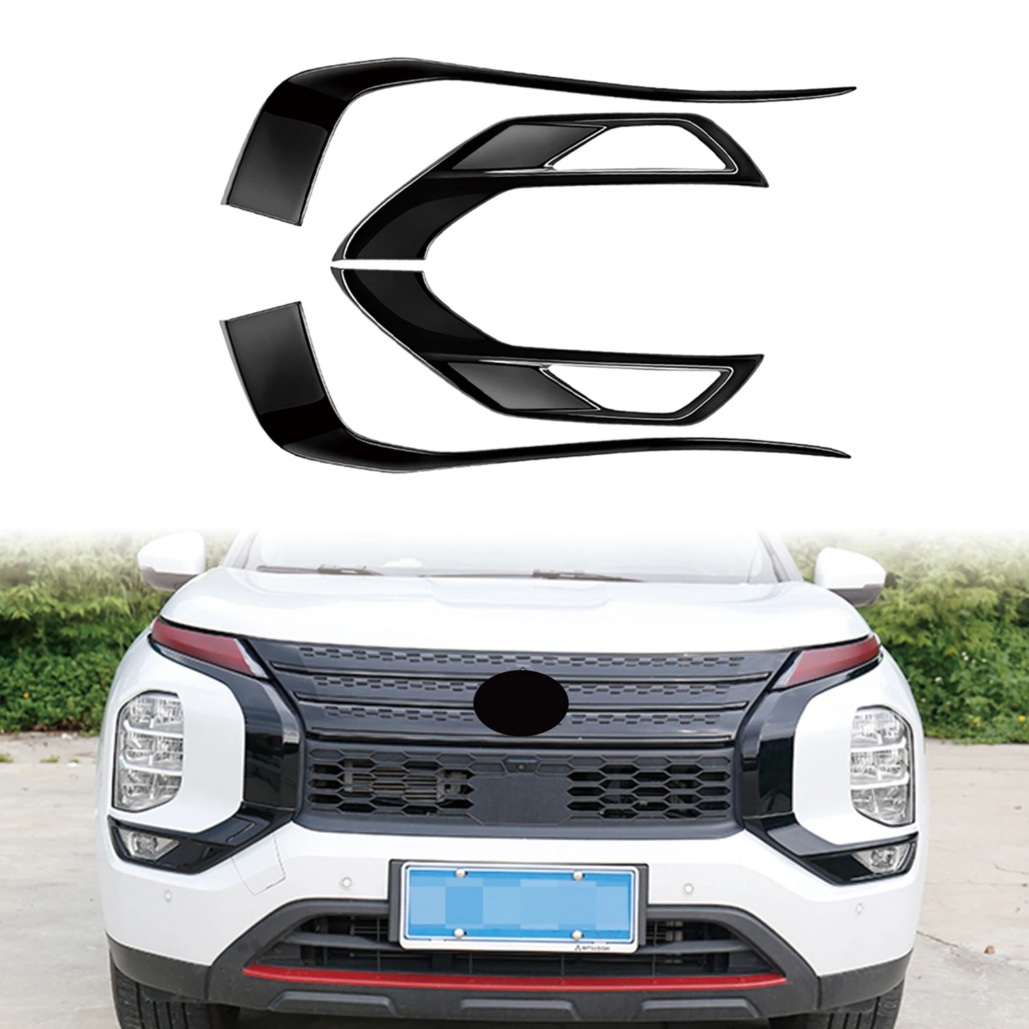 

Для Mitsubishi Outlander 2016-2025 ABS глянцевый черный внешний передний центральный гриль решетки полоски молдинговая крышка отделка автомобильные аксессуары