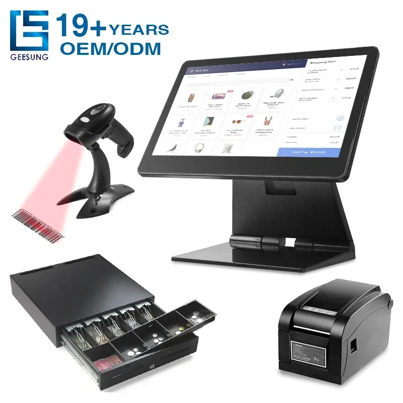 Wholesale 15inch All In One POS System Set PC Windows Cash Register Restaurant Of Sale Systems