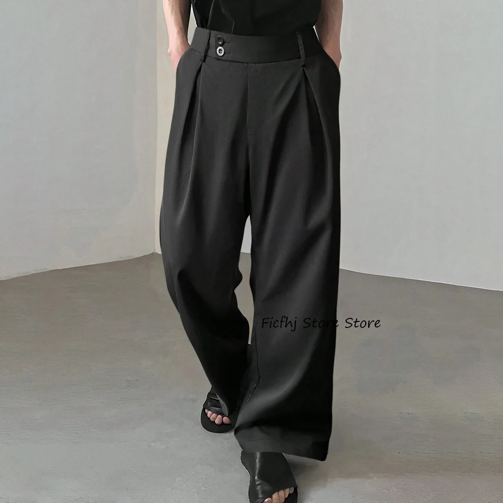 

Мужские брюки пошиття, свободные брюки для мужчин, однотонные, из полиэстера, удобные, повседневные, с широкими штанинами, прямые, рабочие, классические