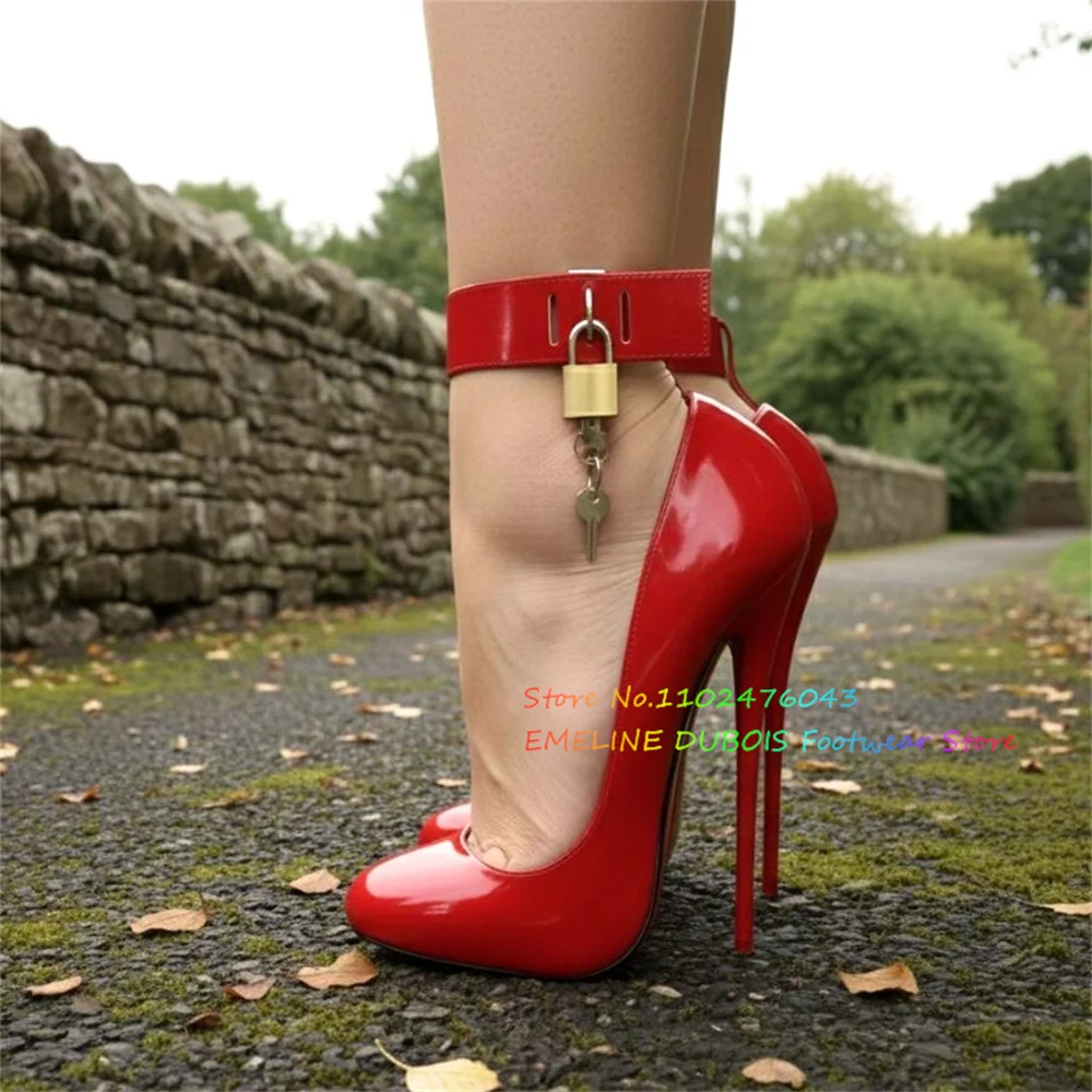 New Round Toe 16cm Sexy Slim High Heels Shallow Mouth Lock Pumps 14Cm Ladies Super High Heel Banquet Party Dress Shoes Customize