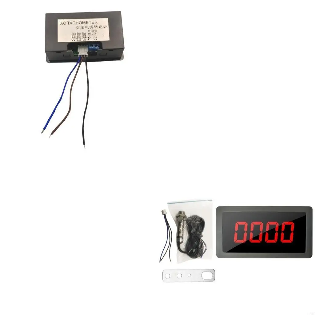 

H58C Multifunction Digital Speed Meter LED Tachometer with NPN Hall Sensorings Motor Speed Tester for Lathes Speed Measurement