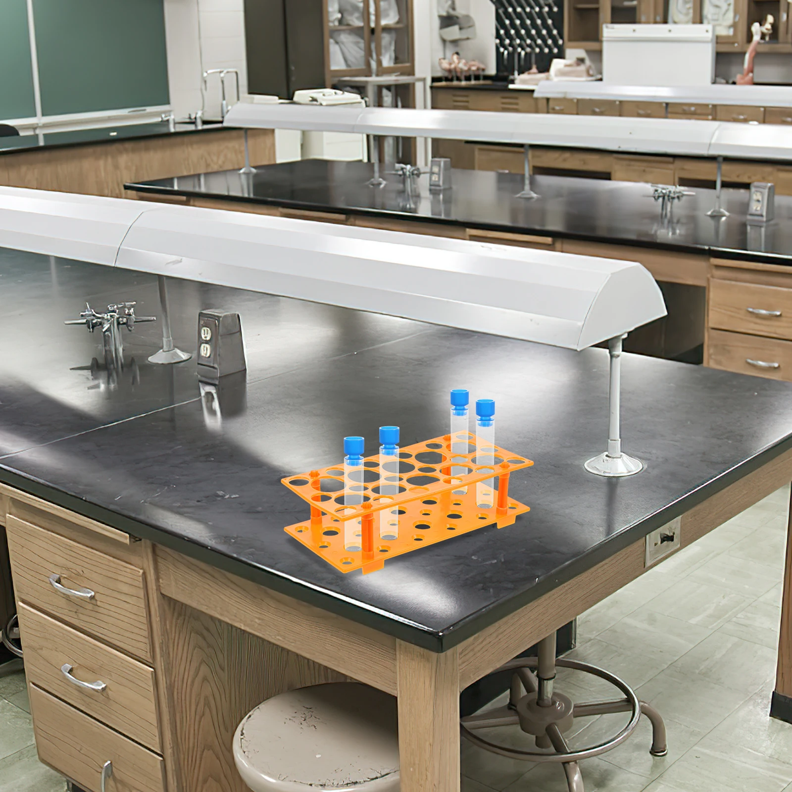 

2Pcs Rack Plastic 28 Holes Tube Shelf Test Tubes Lab Tool Lightweight Store Clear