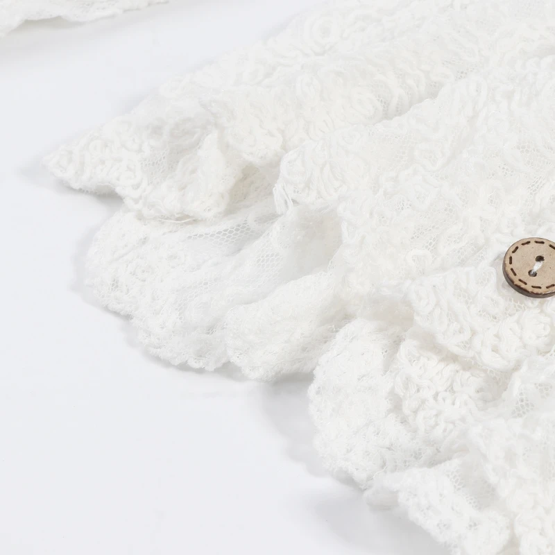 

Женская кружевная расклешенная блузка с длинным рукавом и цветочным принтом с v-образным вырезом и пуговицами, укороченный N7YF