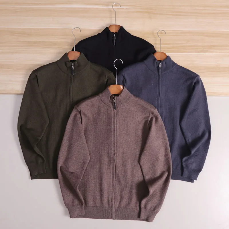 

Retro Sle Men's Knitted Open Cardigan Sweater Modal Anti-Pilling Slimming Stand Collar Autumn Winter Casual Faion Outerwear