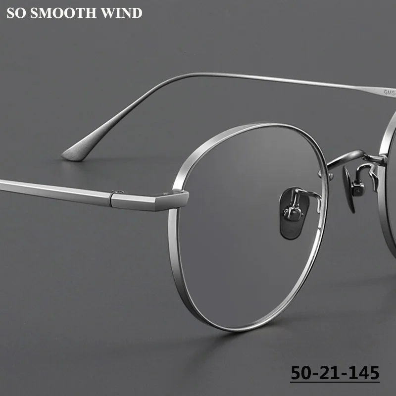 Japanese Vintage Round Glasses Frame Men Women Fashion Circle Eyeglasses Handmade Titanium Spectacles ultralight Eyewear GMS835