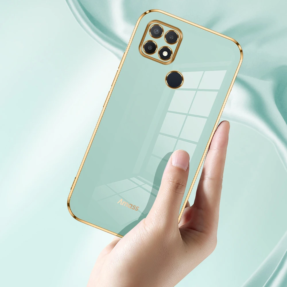 For oppo A15 Case Luxury Square Plating OPPO A15s Phone Case CPH2179 CPH2185 ShockProof Silicone Back Cover Oppo A15 A15S Cases