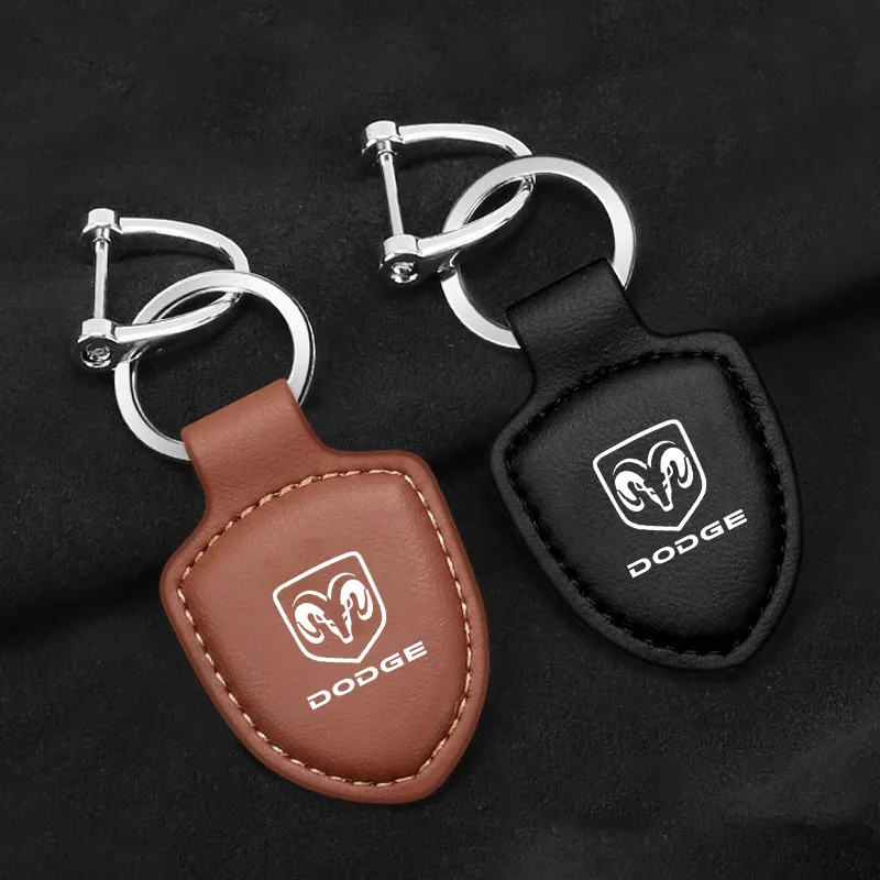 Car Shield Leather Keychain Creative Couple Key Chain for Dodge SRT NITRO Durango Caliber Viper Coolway CARAVAN JOURNEY Car