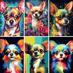 5D Chihuahua Dog DIY Diamond Painting,Full Round Diamond Art Chis Puppy,Rhinestone Embroidery Art,Children Room Home Wall Decor