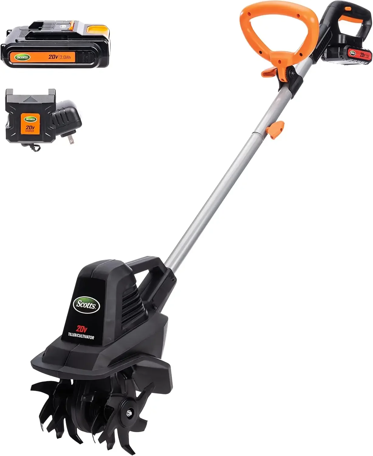 Cordless Garden Tiller Cultivator 20 Volt 75 Inch Outdoor Power Tools Battery Charger Included