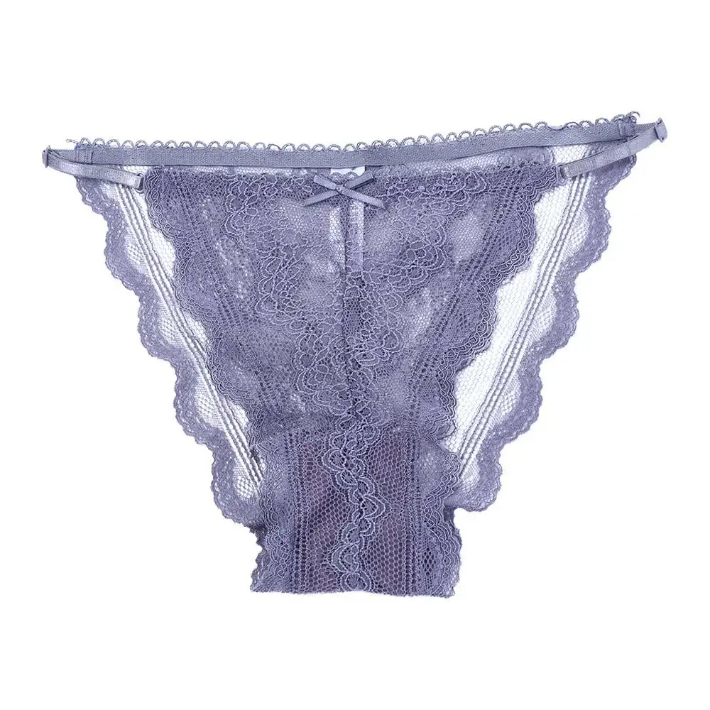 Miękkie bezszwowe stringi haftowane seksowne kobiece stringi dla kobiet Intimates majtki koronkowe Mini kokardka kalesony