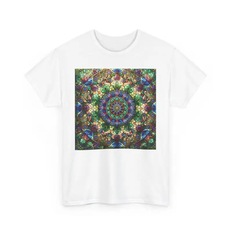 

Витражная футболка с изображением мандалы, яркий дизайн калейдоскопа