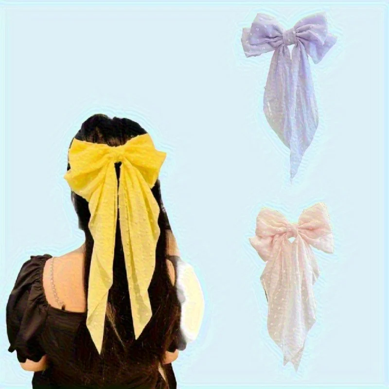 

1pc New Bow Fascinator Streamer Hairpin Spring Clip Hairpin Headband Fairy Women Fashion Ponytail Fascinator