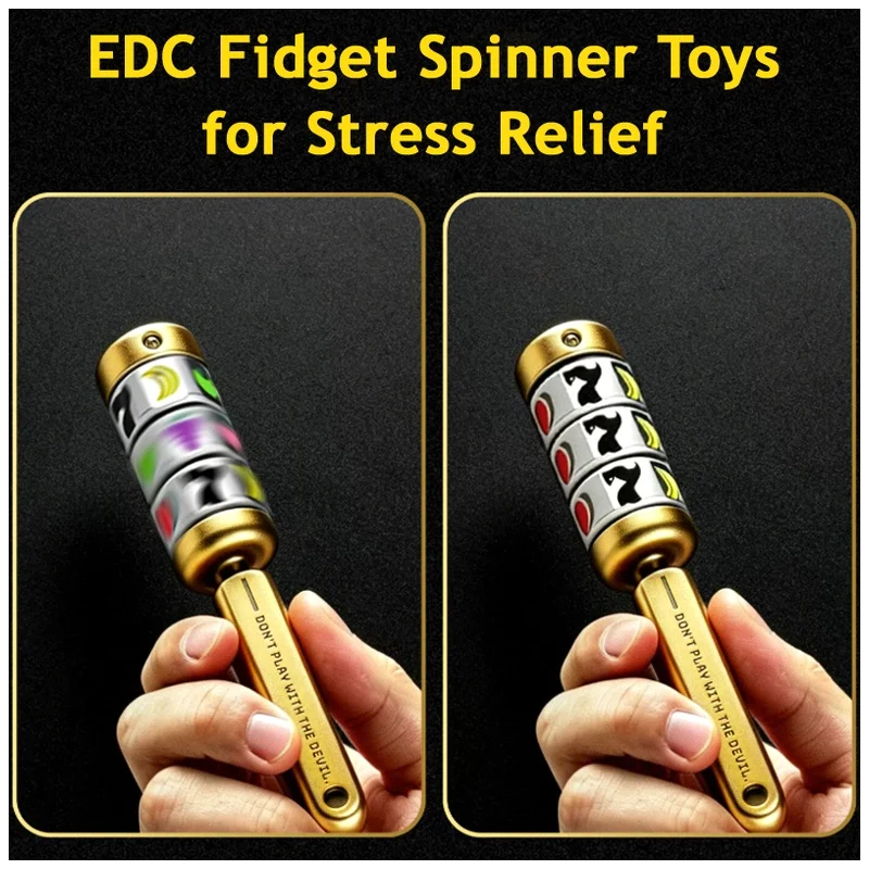 EDC Metal Fidget Roller Spinner Toy Stress Relief Magnetic Push Flywheel Lucky Wheel Pulling Antistress Mens Christmas Gift
