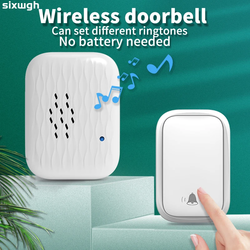 WGHINE Outdoor Battery Free Wireless Doorbell Waterproof Smart Home Welcome Safety Alarm