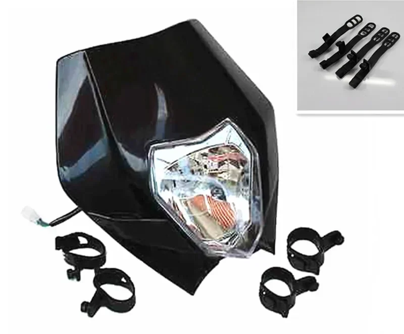 Black Motorcycle Headlight For Kawasaki Suzuki Yamaha  Dual Sport Honda KX