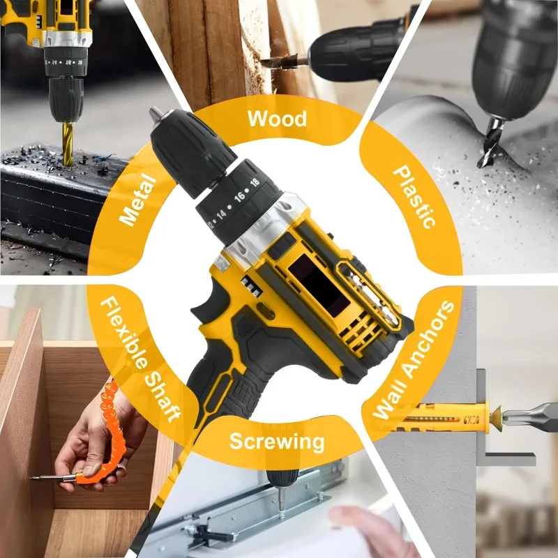 20V snelspanboorhouder draadloze klopboormachine elektrische schroevendraaierset variabele snelheid met max. boren 30 mm