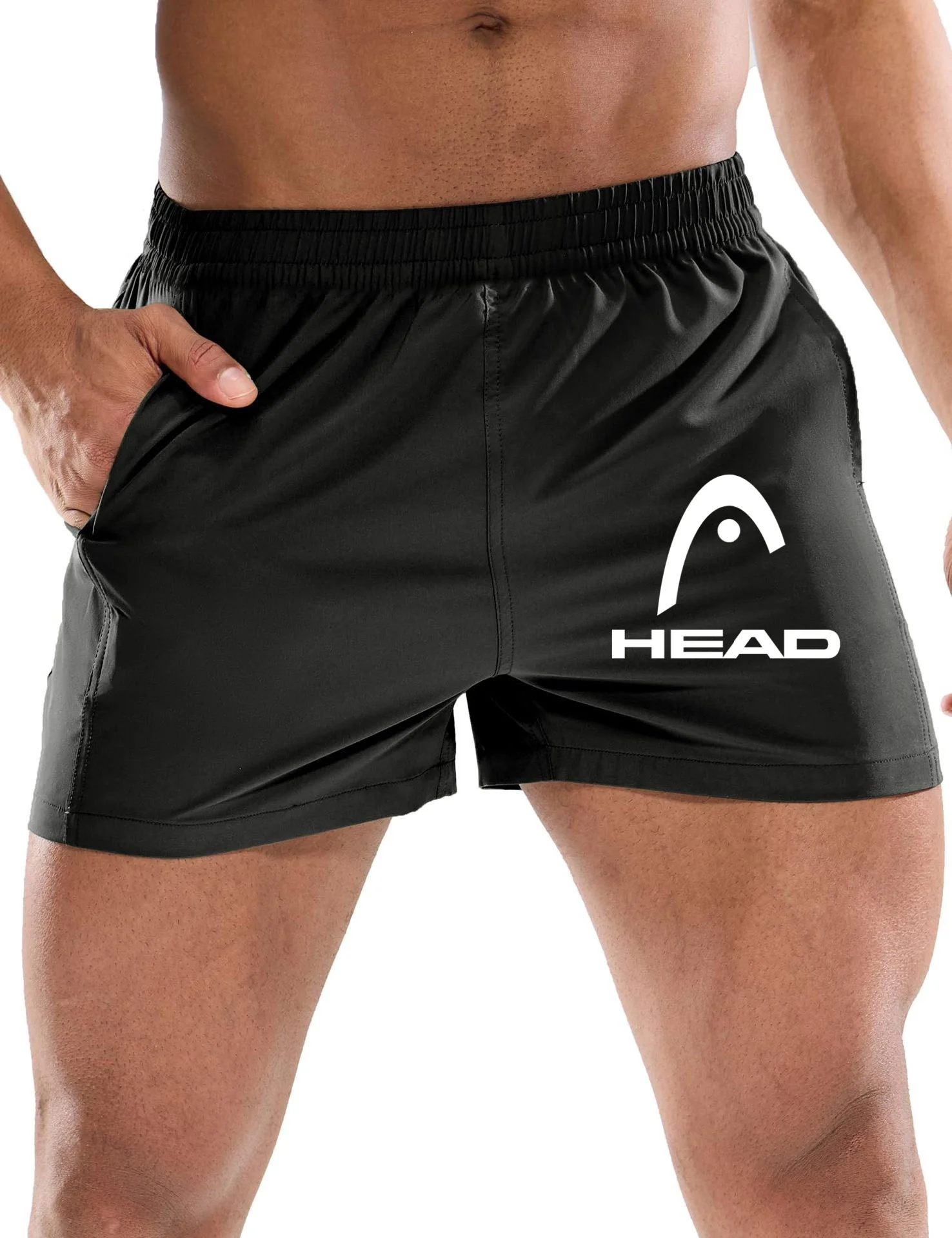 

Мужские эластичные шорты для фитнеса и активного отдыха, модные брендовые шорты с принтом, шорты для пляжа и тренажерного зала, в уличном стиле.