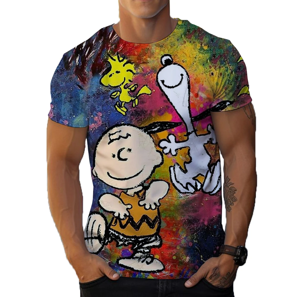 Mens Oversized T-Shirt Cool-Tees Novelty-Vintage Short-Sleeve Hip Hop Snoopy print Couple Fashion Streetwear Birthday Gift