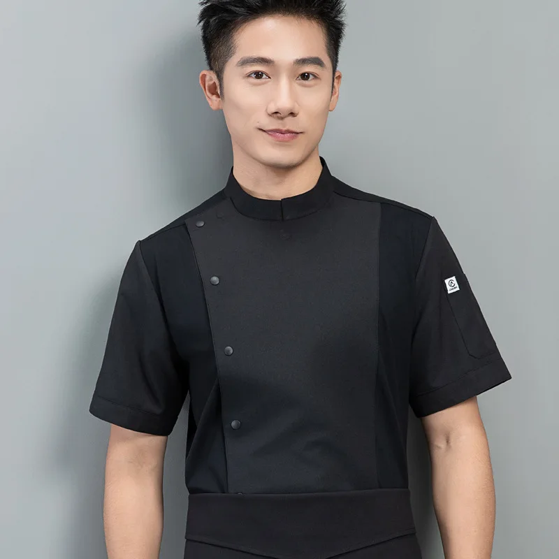 静電気防止シェフ作業服男性用春夏ホテル西洋レストランキッチンバックキッチン服シェフロングシェフ半袖