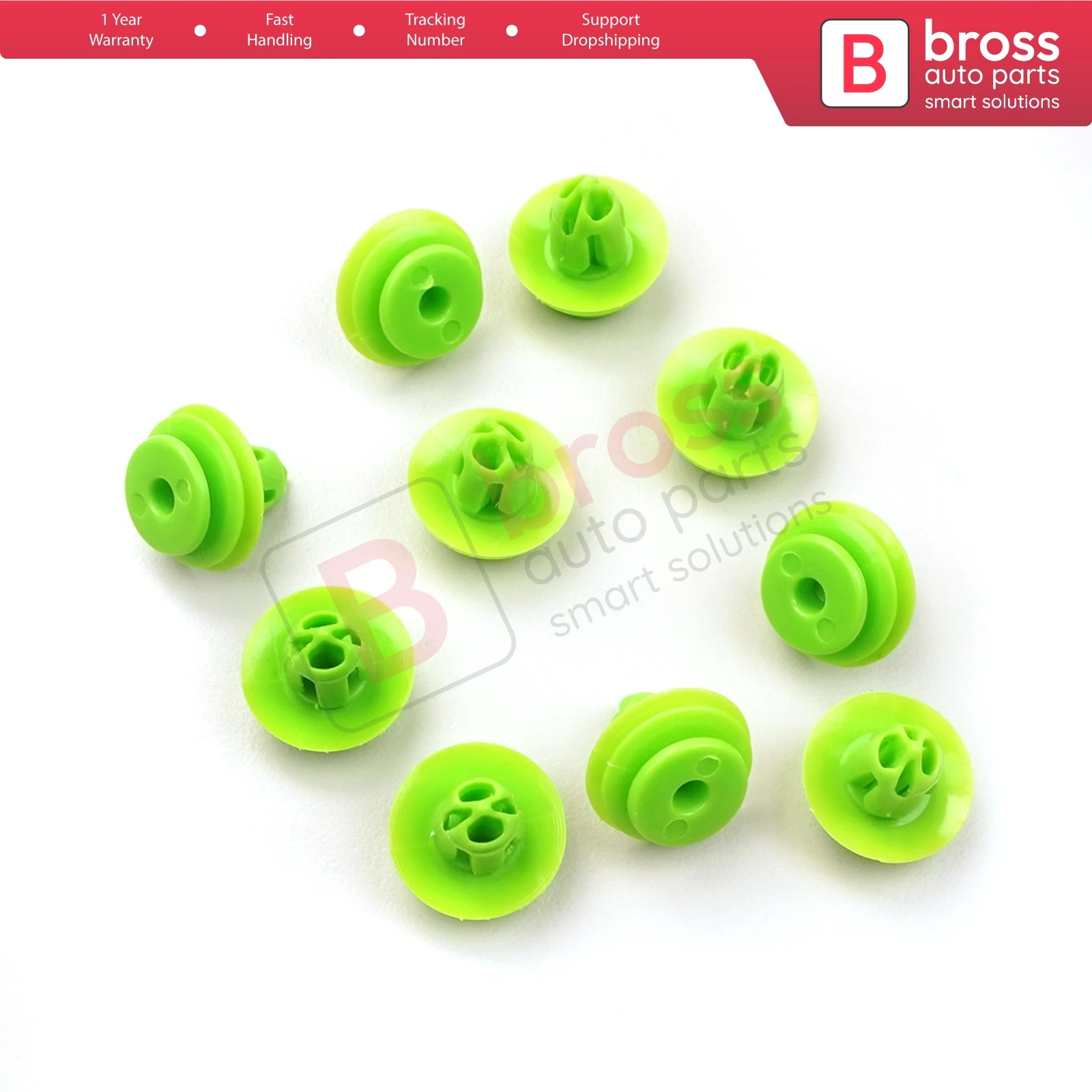 Bross Auto Parts BCF5022 10 Pieces Door Panel Interior Trim Retainer Green Clip For Honda 91560-SZW-003