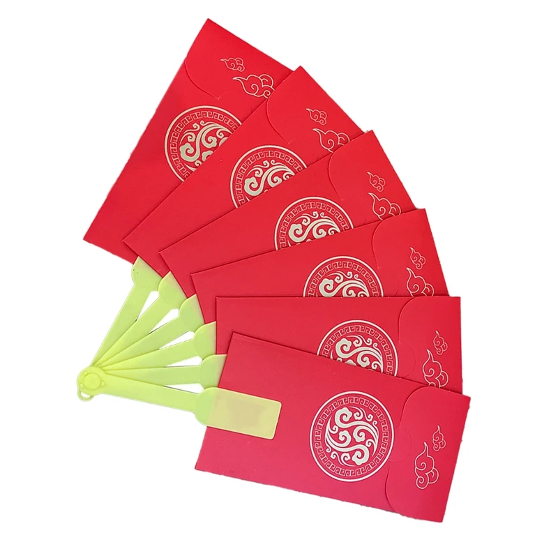 5Pcs Red Envelopes Chinese Fan Red Envelope Lucky Money Envelope Kit Chinese New Year Red Envelopes, New Year Red Packet Set