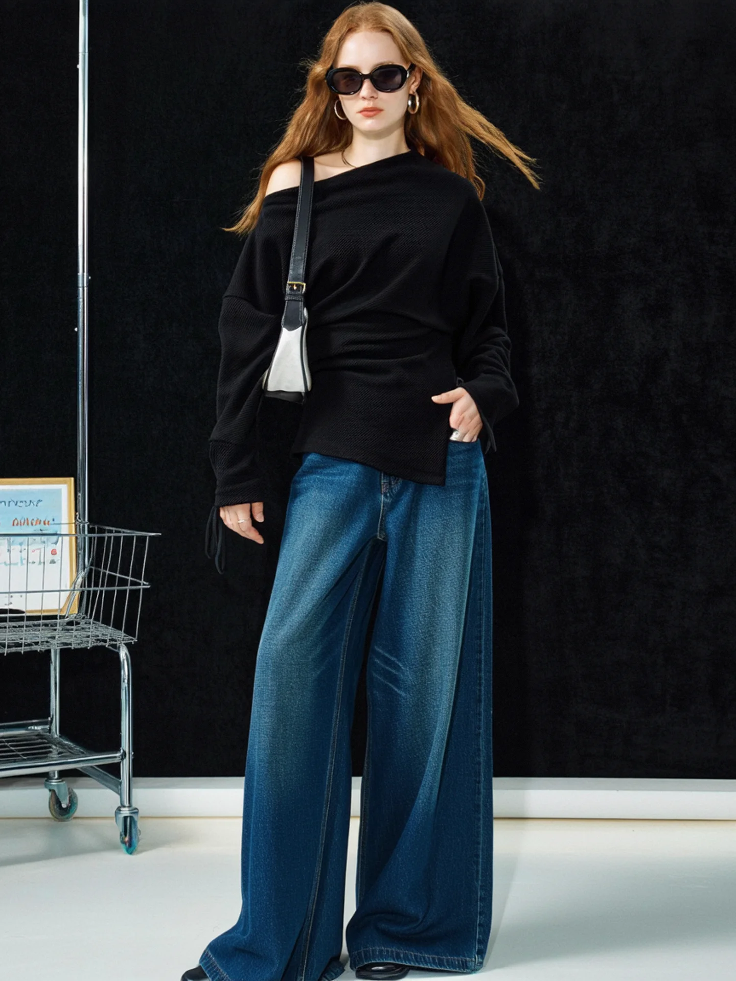 

Женский асимметричный вязаный топ HUAAPPUW с открытым плечом, облегающий, с разрезом, длинный рукав, повседневный стиль, весна, новинка