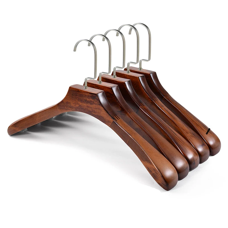 Cloth hangers for luxury antique coat suit sweater jacket storage closet custom logo wide shoulder wooden hangers for clothes