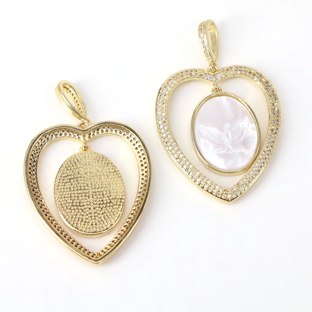 5PCS, Dainty Jesus Mary Heart Shell Necklace Pendant For Women Wedding Jewelry Shell Charms Gift