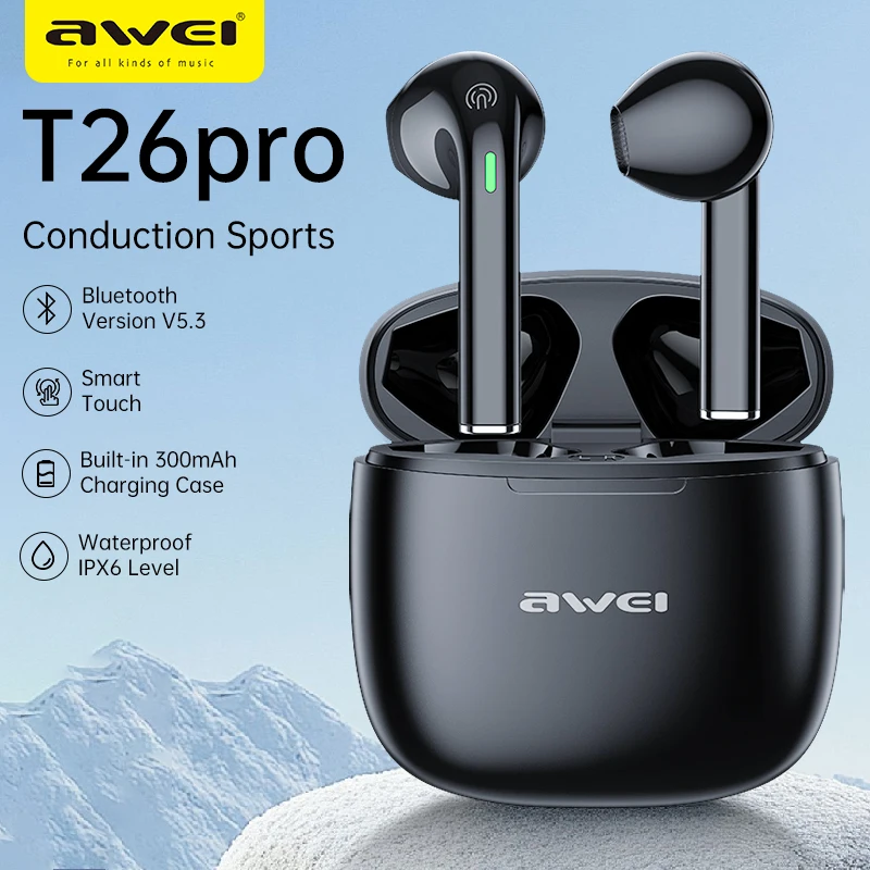 

Awei T26 Pro TWS Wireless Earphone For iPhone 17 Headphone Waterproof Stereo Sport Headsets Noise Reduction Bluetooth Earbuds