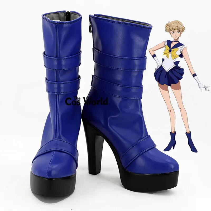 qq681Moon Tenoh Haruka Anime Customize Cosplay High Heels Shoes Boots