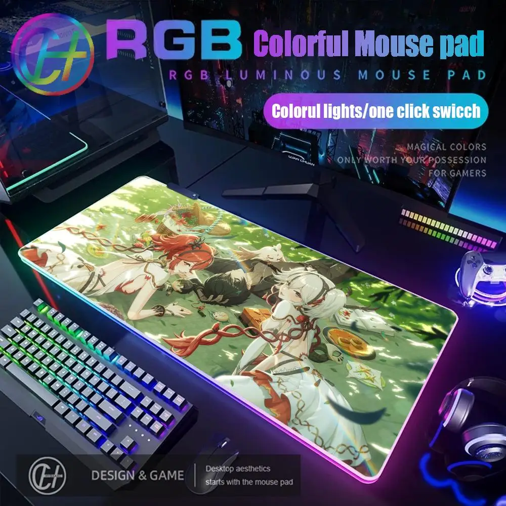 

Коврик для мыши RGB Gaming Mouse Pad Настольный коврик HD Gamer Большой светодиодный светильник XXL Wuthering Waves Camellya RGB 400X900X3 мм Коврик для мыши