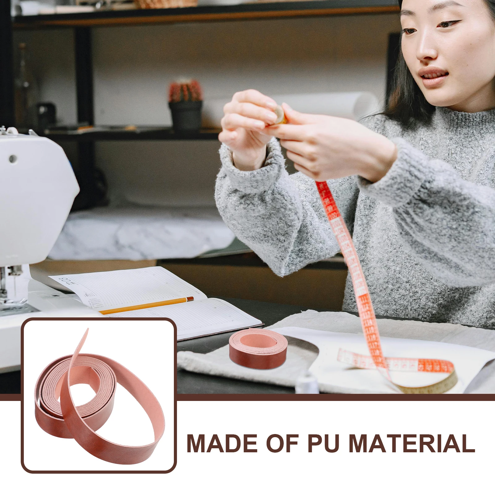 

1 Roll Pu Strap Strip Diy Craft Material For Handbags Wallets Bracelets Making High Simulation Smooth Durable Bright
