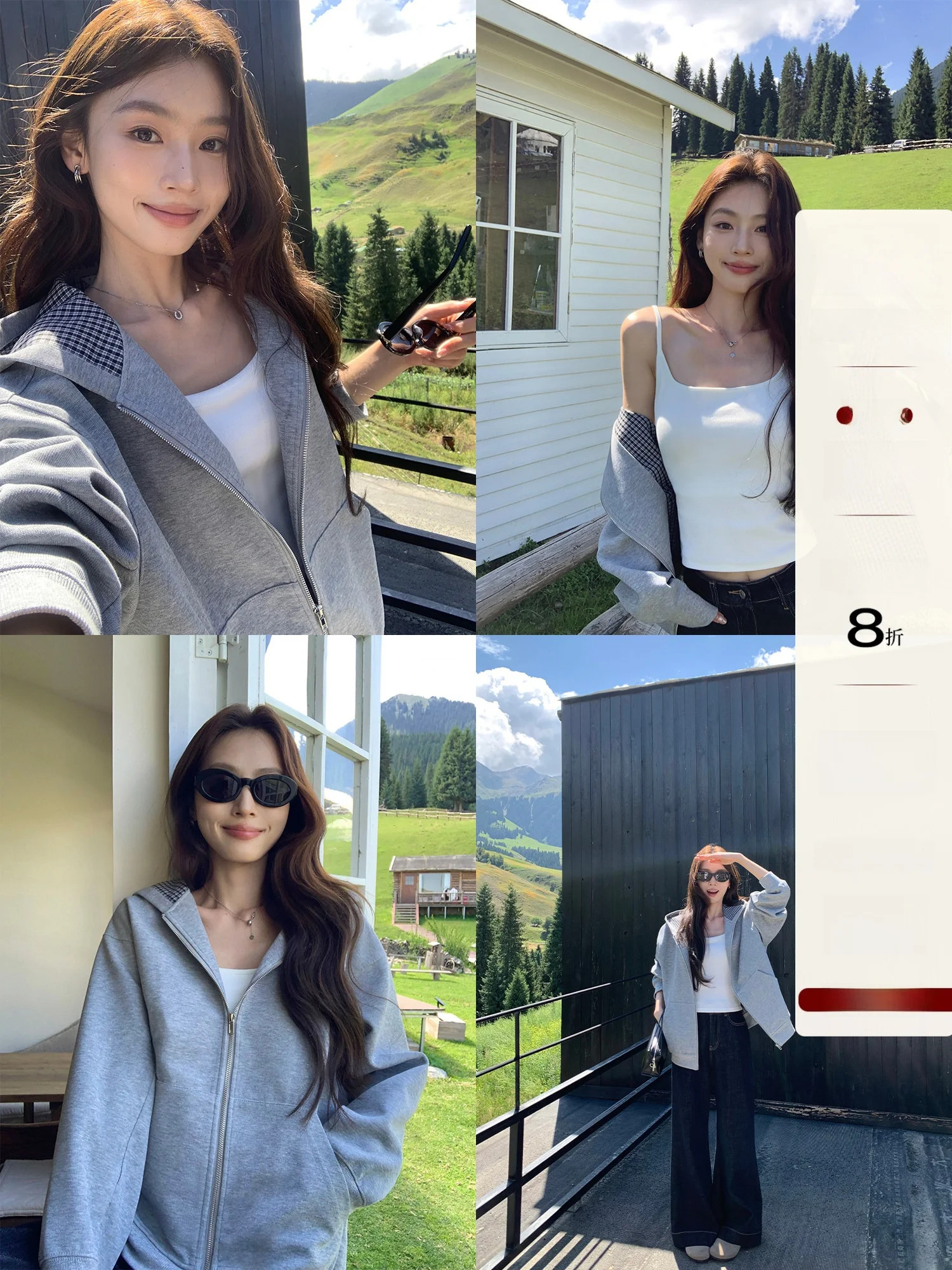 Pusumede M1U Grids Era Design Sense Plaid Hooded Open Cardigan Sweatshirt Women Loose Casual Outerwear Ladies Fashion