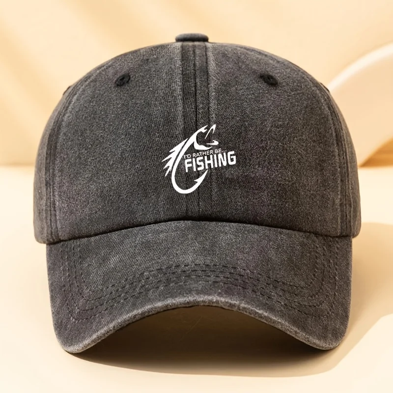 Fishing printed baseball cap, outdoor dad truck driver hat, sun protection and sun shading multifunctional
