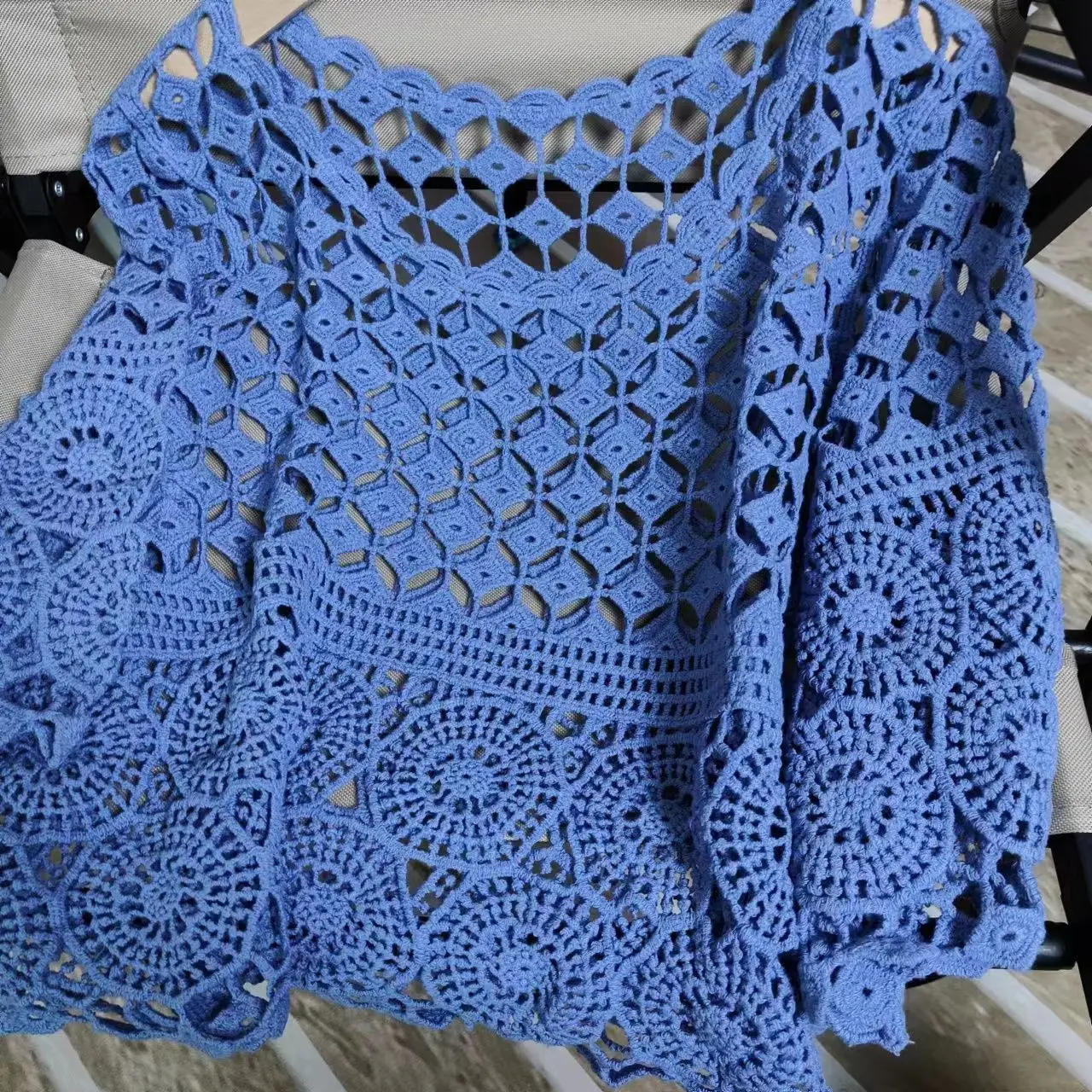 Knitted smock pullover hollowed out hook flower short women\'s pure air-conditioned shirt loose wool small shawl