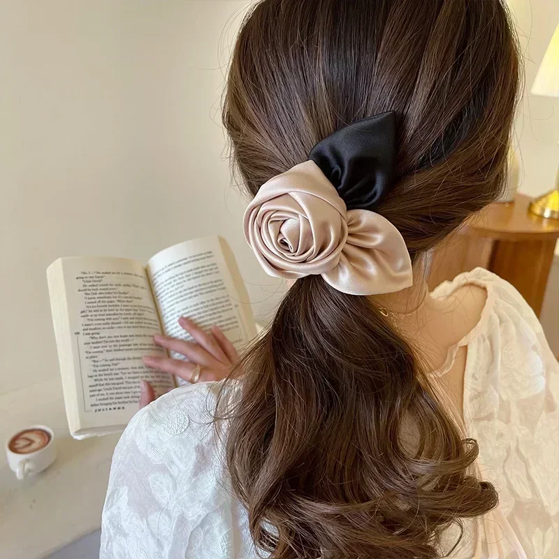 French Elegant Rose Hairpin 2022 Summer Temperament Retro Hair Claw Women Hair Accessories High Ponytail Hair Clips