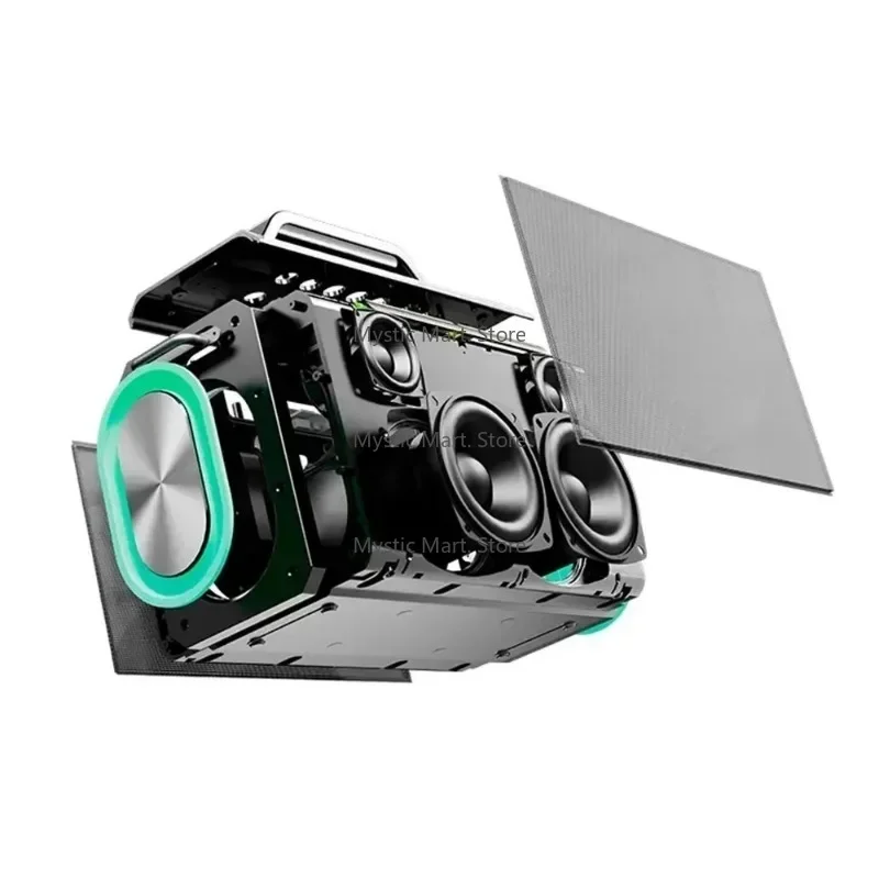 200W Powerful Speaker Outdoor Karaoke Set Built-in Sound Card Portable Wireless Bluetooth Subwoofer Soundbox