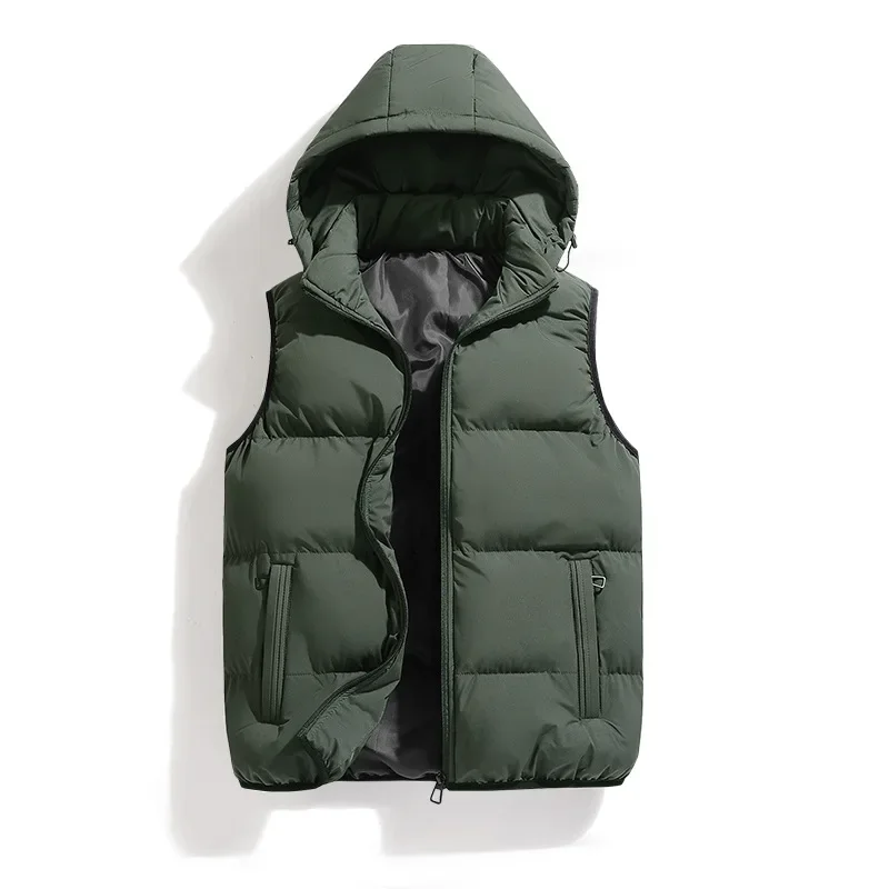 

Men's Autumn and Winter New Detachable Hooded Large Vest Men's Solid Cotton Coat Vest