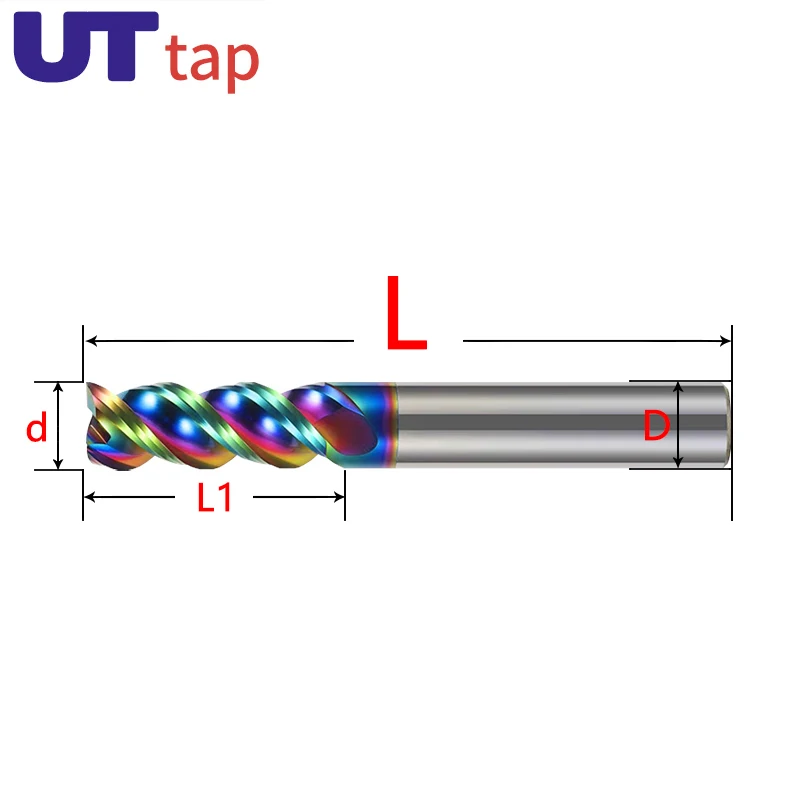 1PCS 3-Flute U-groove End Mill Carbide Mill Cutter For Aluminum Fiberglass Acrylic Copper Plastic High Efficiency High Gloss