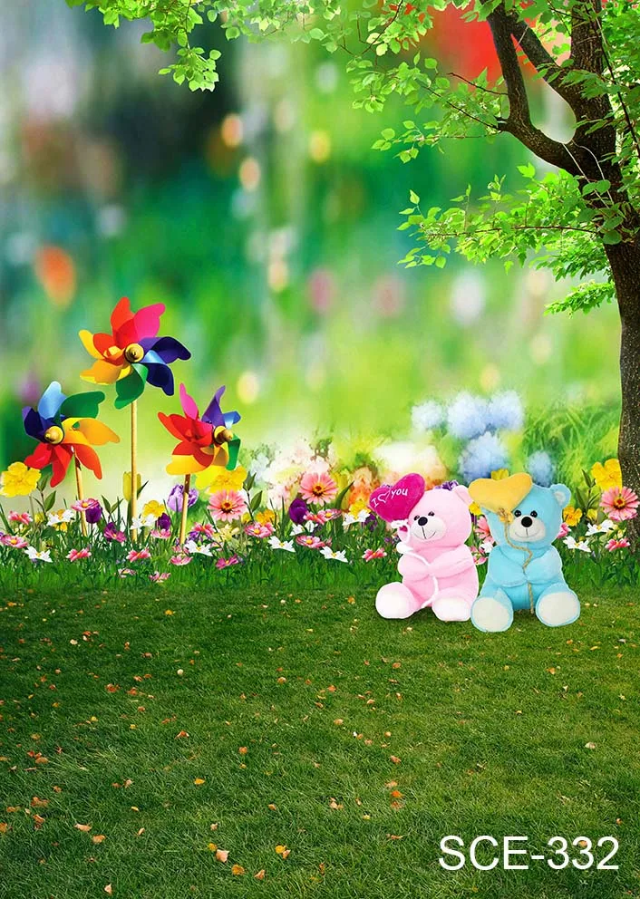 Spring Easter Backdrop Sunny Day Meadow Flowers Colorful Eggs Photography Background for Kids Children Baby Shower Party