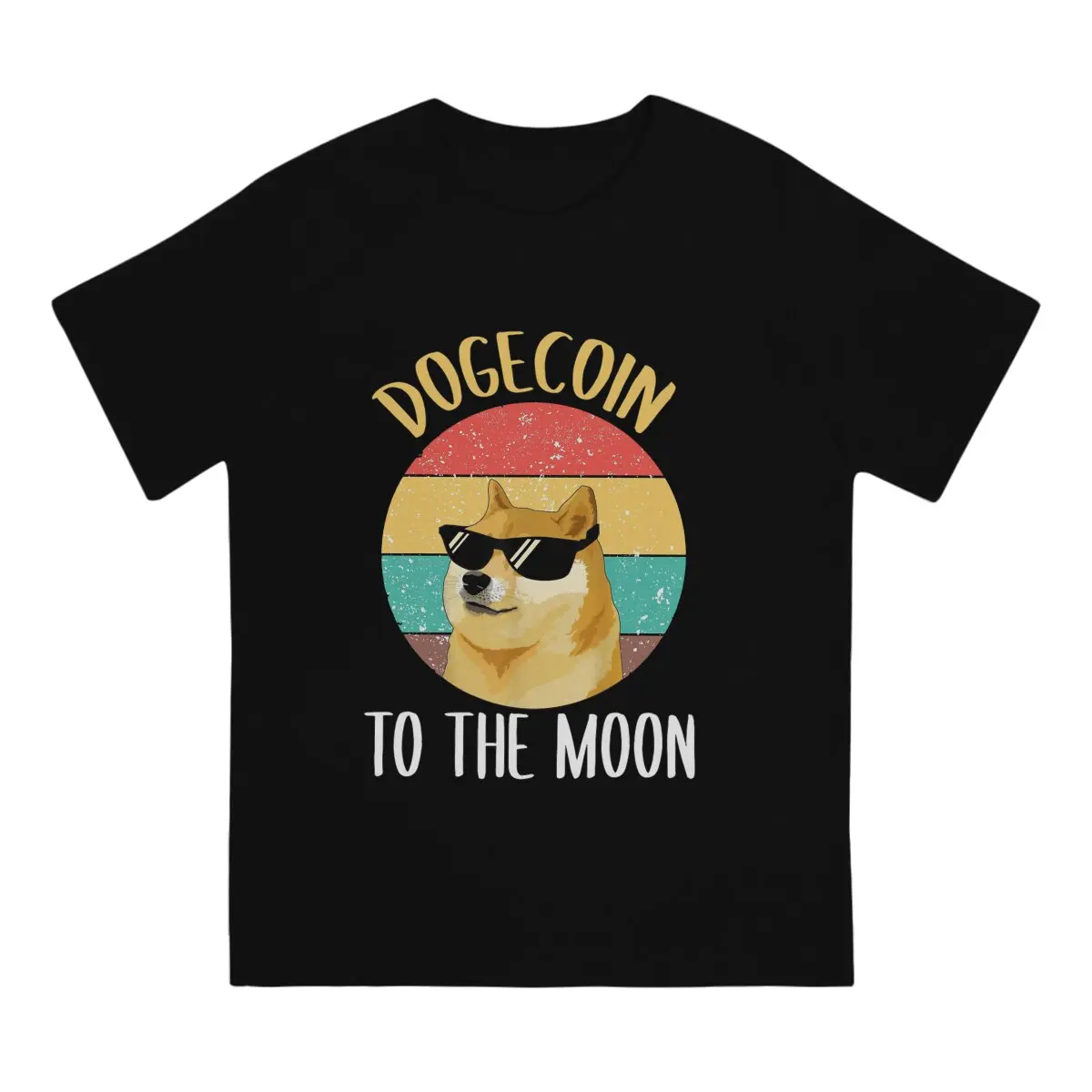 Dogecoin To The Moon Crypto Coin Classic T Shirt Men's  Pure Cotton Funny T-Shirts Crewneck Cryptocurrency Art Tee Shirt