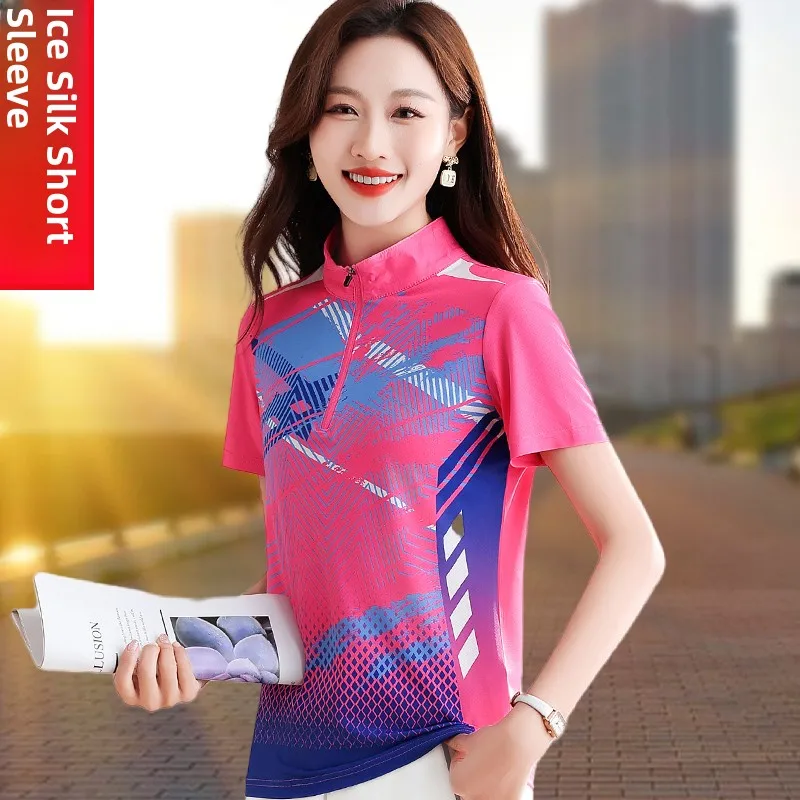 

Женская футболка Qui Dry Ice Silk adient Running Fitn, спортивный топ, удобный дышащий летний модный теннисный orm