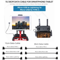 Micro-USB naar Lightning/TYPE-C/Micro-USB Datakabel Smartphone Tablet 15/30 cm Lijn Voor DJI MAVIC MINI/SE/MAVIC 2/MAVIC AIR/Spark