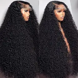 Curly Human Hair 250 Density Wig Wear And Go Glueless 13x4 13x6 HD Transparent Lace Frontal Brazilian  Deep Wave Lace Front Wig