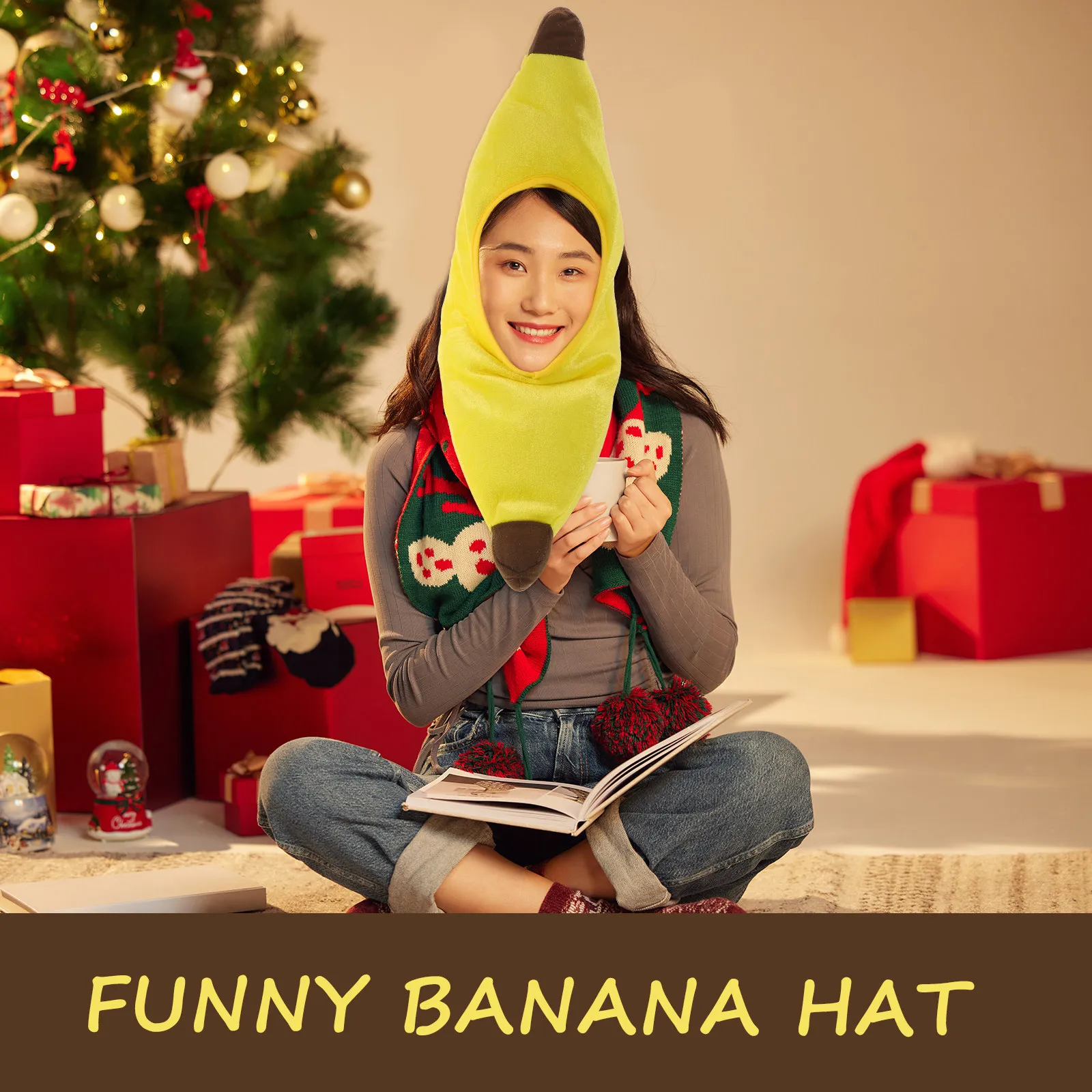 Funny Banana Dress Up Hat Party Costume Accessory Cute Fruit Headwear Novelty Cap Photo Prop Adult Cosplay Bannana Costume Adult view 5