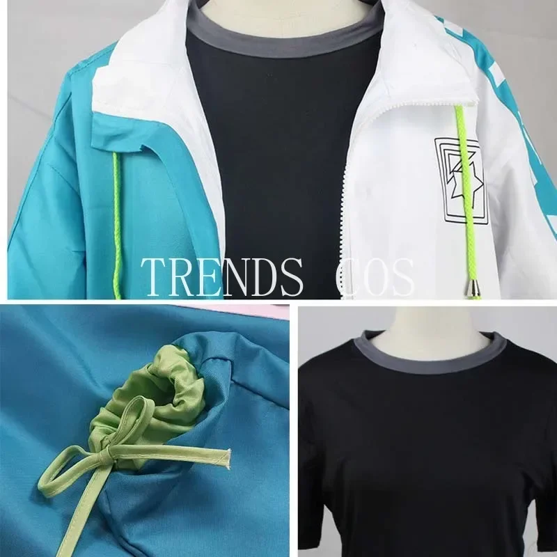 TRENDS COS-Traje Cosplay para Mulheres, Roupas de Vestir, Casaco, T-shirt, Shorts, Peruca, Terno, Festa de Halloween