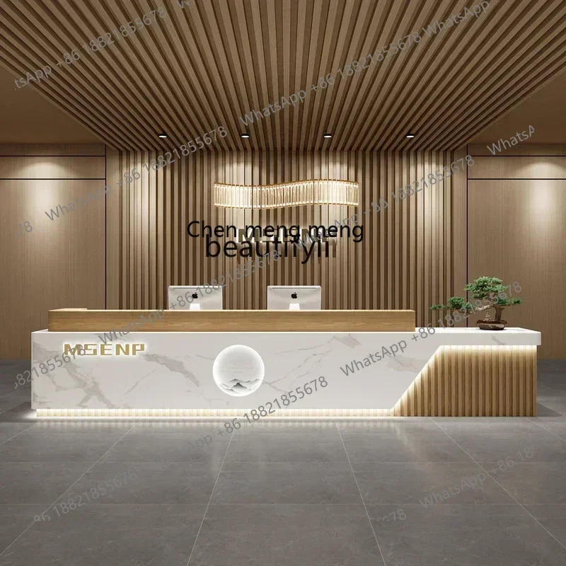 Chinese company, reception desk Training institution Counter Hotel lobby Welcome, beauty salon checkout page