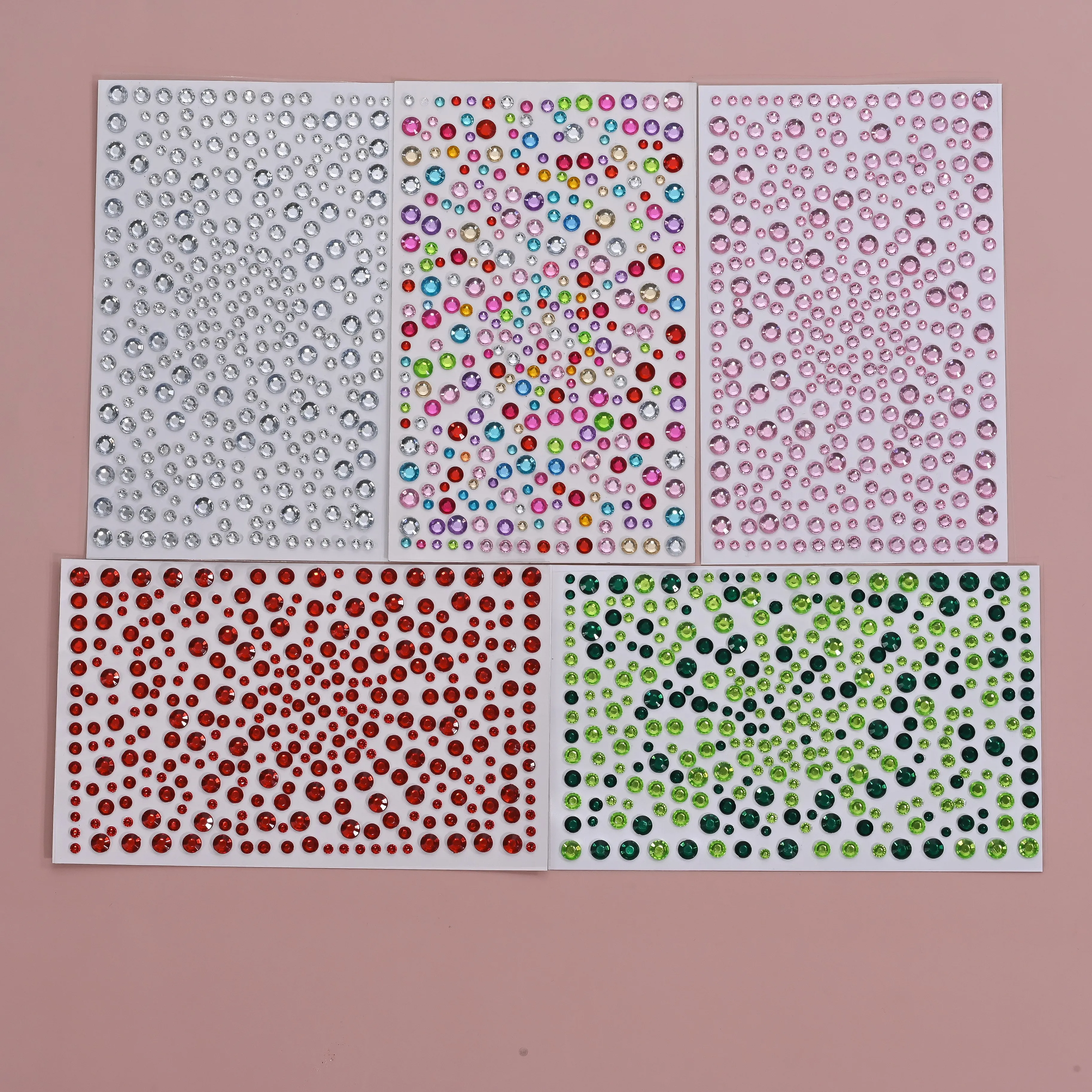 5sheet/set Mixed Round Crystal Face Eyes Temporary Tattoo 3/4/5/6mm Red/Clear/Pink Rhinestones Decal DIY Face Diamond Slider