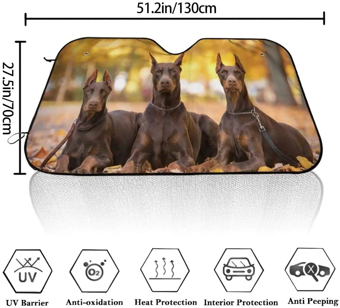 ChinaOEM Doberman Dog car Windshield Sun Shade car Truck SUV Block Uv ray Universal Suitable Vehicle Window Cover Sun Visor Prot